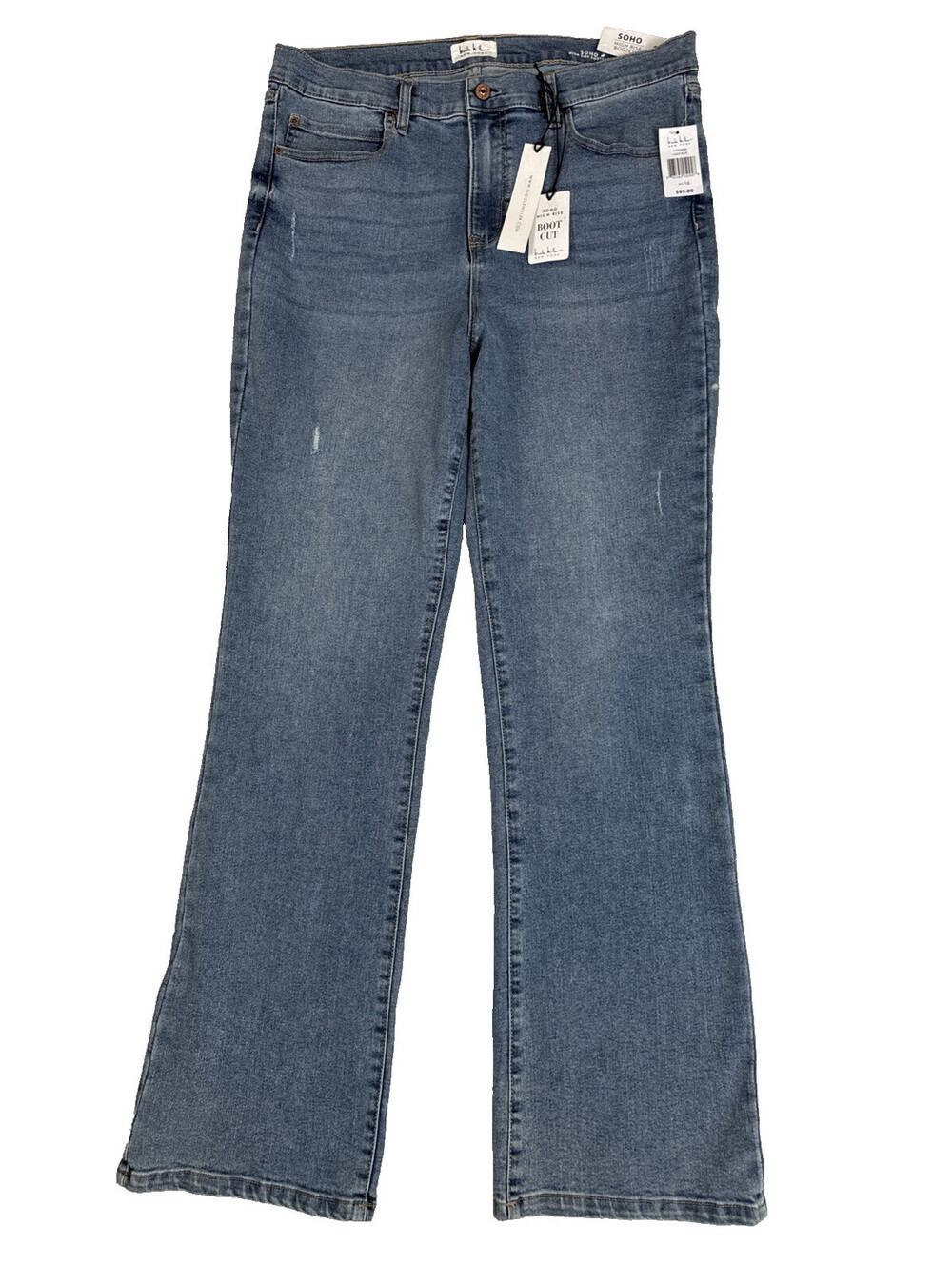 NWT Nicole Miller New York Soho High Rise Bootcut Jeans Size 16 Light Blue